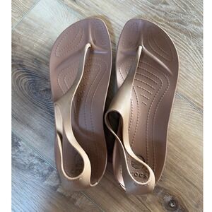 Crocs Really Sexi Flip Sandals Brown T-Strap Thong Slingback Women's 10 Strappy